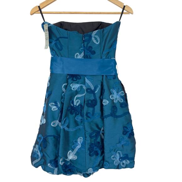 NWT Cache Blue Strapless Bubble Hem Applique Dress Size 2 Y2K Glam Luxe Evening - Picture 11 of 16